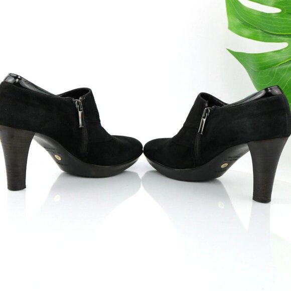 Aquatallia Womens Boot Size 8.5 Waterproof Black Suede Block Heel Bootie Shootie - Picture 9 of 12